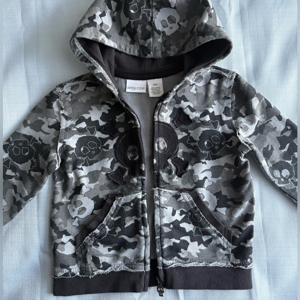 Amy Coe Gray Camouflage Skull Hoodie